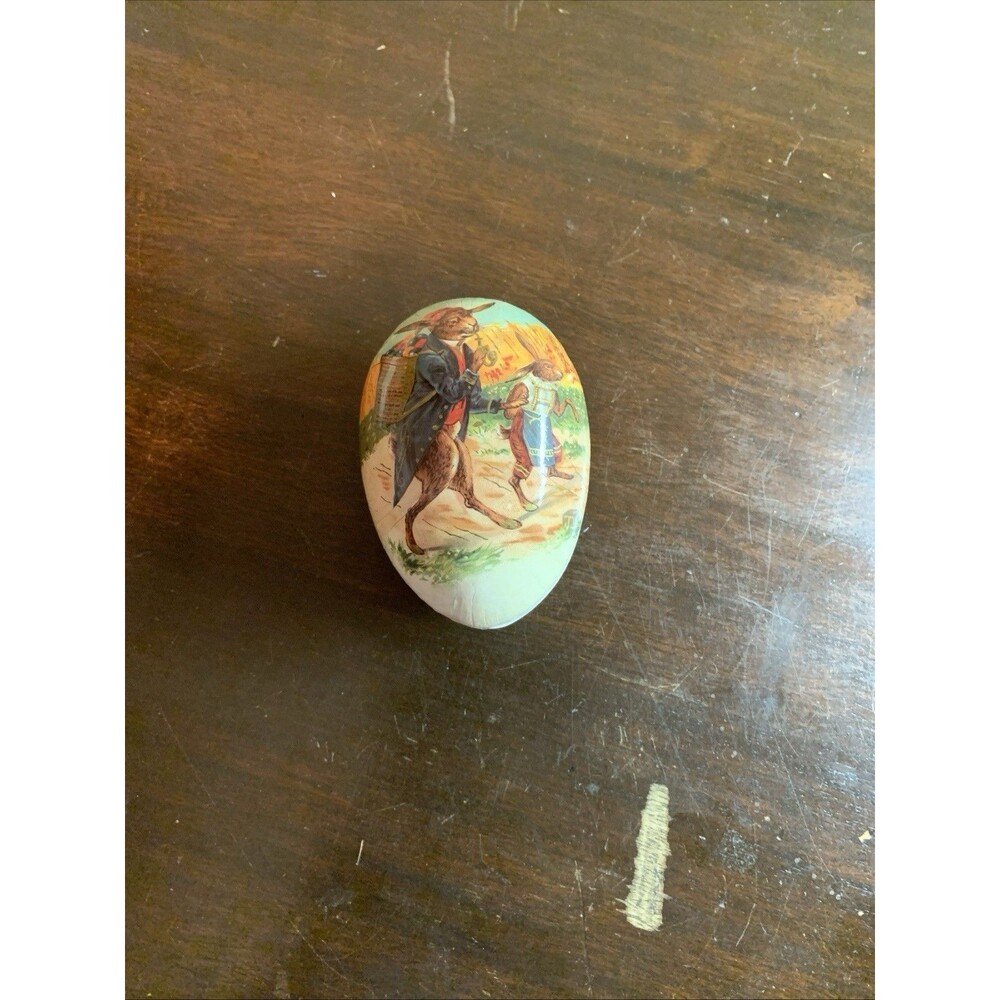 vintage german paper mache easter egg 4.5” X 3”